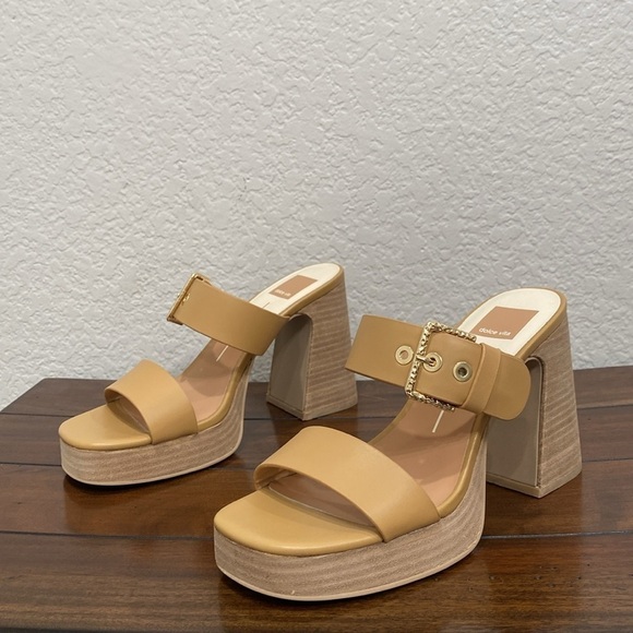 Dolce Vita Landry Tan Platform Slide Heel Size 8.5 - Picture 4 of 6